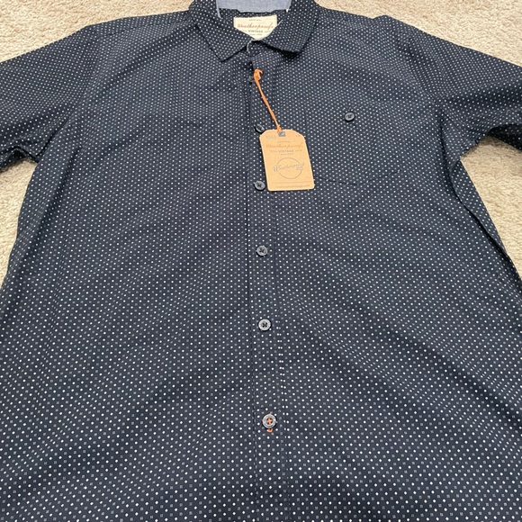Weatherproof Vintage Navy Blue Button Down Short-sleeve Mens Shirt Size L NWT - Picture 2 of 5